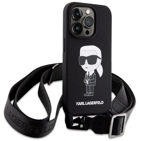 Karl Lagerfeld KLHCP15XSCBSKNK iPhone 15 Pro Max 6.7" hardcase black/black Crossbody Silicone Ikonik