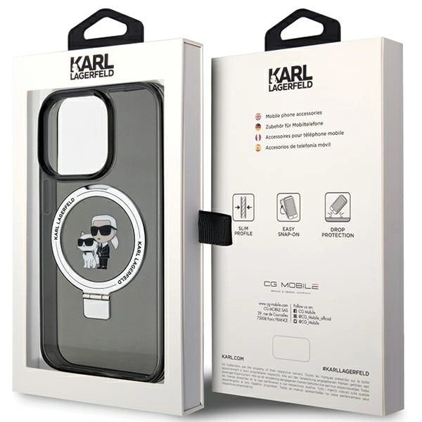 Karl Lagerfeld KLHMP13LHMRSKCK iPhone 13 Pro 6.1" black/black hardcase Ring Stand Karl&Choupette MagSafe