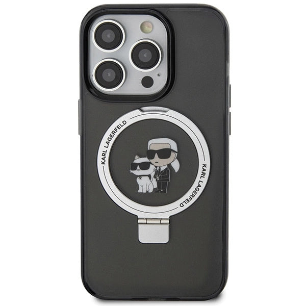 Karl Lagerfeld KLHMP15LHMRSKCK iPhone 15 Pro 6.1" black/black hardcase Ring Stand Karl&Choupette MagSafe