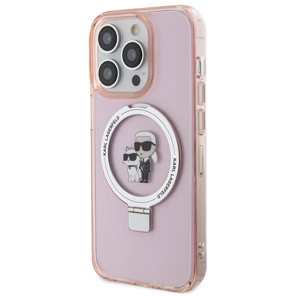 Karl Lagerfeld KLHMP15LHMRSKCP iPhone 15 Pro 6.1" pink/pink hardcase Ring Stand Karl&Choupette MagSafe