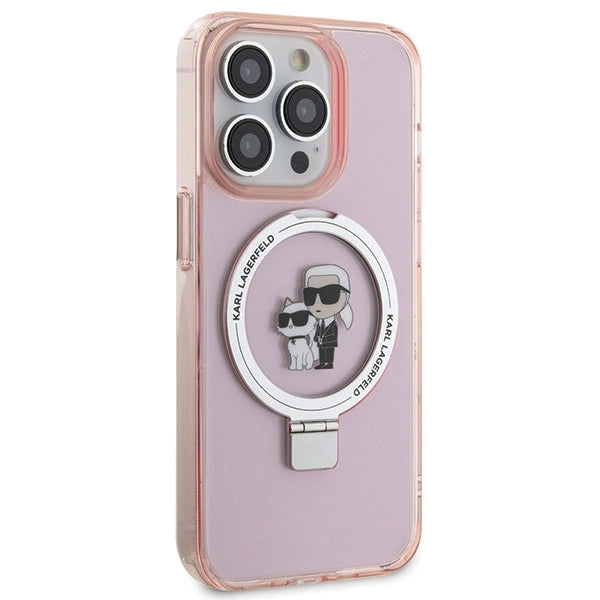 Karl Lagerfeld KLHMP15LHMRSKCP iPhone 15 Pro 6.1" pink/pink hardcase Ring Stand Karl&Choupette MagSafe