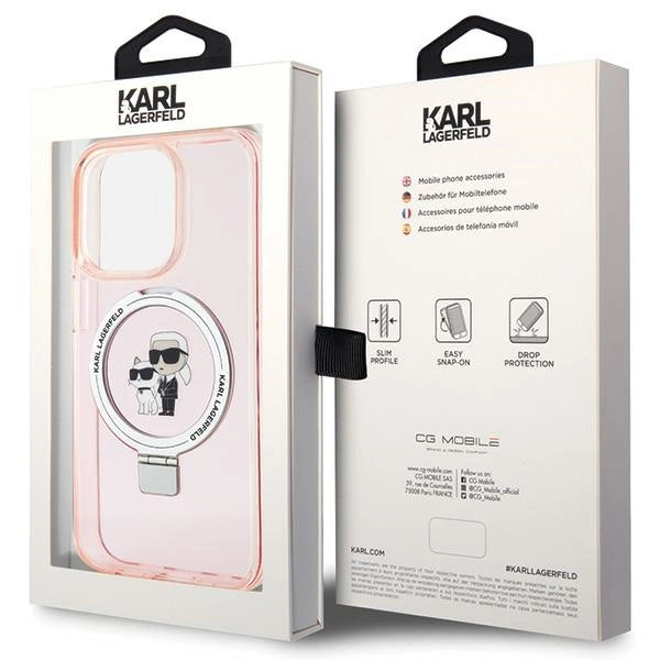 Karl Lagerfeld KLHMP15LHMRSKCP iPhone 15 Pro 6.1" pink/pink hardcase Ring Stand Karl&Choupette MagSafe
