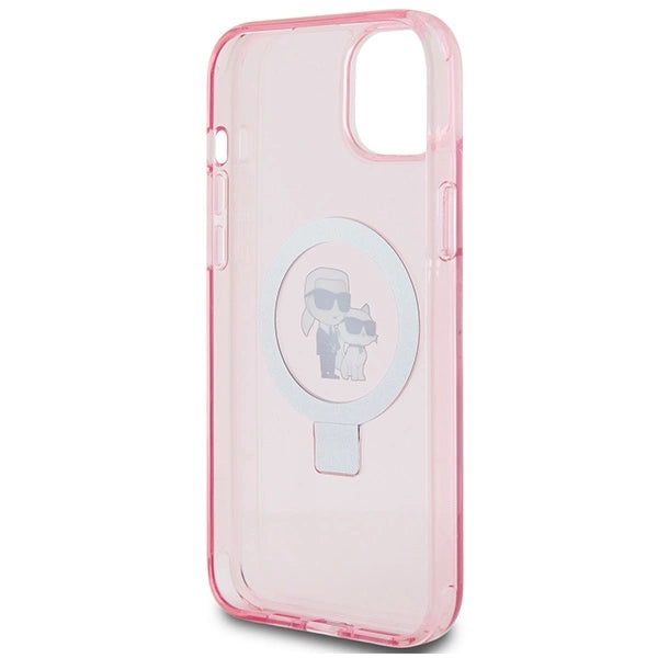 Karl Lagerfeld Ring Stand Karl&Choupette MagSafe case for iPhone 15 Plus - pink