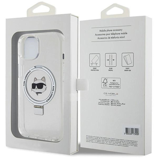 Karl Lagerfeld KLHMP15SHMRSCHH iPhone 15 6.1" white/white hardcase Ring Stand Choupette Head MagSafe