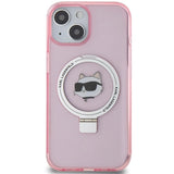 Karl Lagerfeld KLHMP15SHMRSCHP iPhone 15 6.1" pink/pink hardcase Ring Stand Choupette Head MagSafe