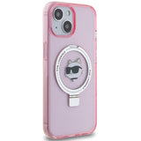 Karl Lagerfeld KLHMP15SHMRSCHP iPhone 15 6.1" pink/pink hardcase Ring Stand Choupette Head MagSafe