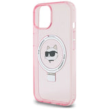 Karl Lagerfeld KLHMP15SHMRSCHP iPhone 15 6.1" pink/pink hardcase Ring Stand Choupette Head MagSafe