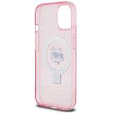 Karl Lagerfeld KLHMP15SHMRSCHP iPhone 15 6.1" pink/pink hardcase Ring Stand Choupette Head MagSafe