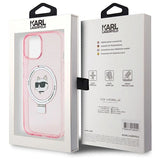 Karl Lagerfeld KLHMP15SHMRSCHP iPhone 15 6.1" pink/pink hardcase Ring Stand Choupette Head MagSafe