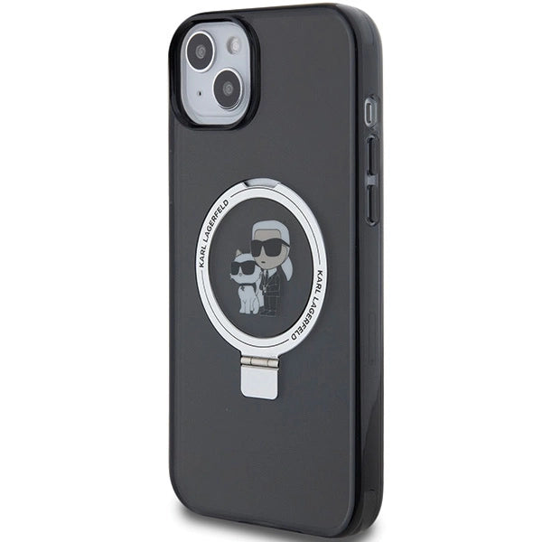 Karl Lagerfeld KLHMP15SHMRSKCK iPhone 15 6.1" black/black hardcase Ring Stand Karl&Choupette MagSafe