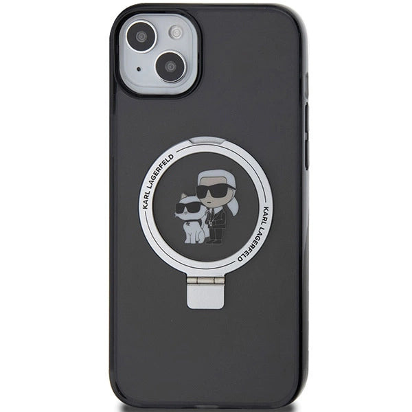 Karl Lagerfeld KLHMP15SHMRSKCK iPhone 15 6.1" black/black hardcase Ring Stand Karl&Choupette MagSafe