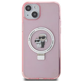 Karl Lagerfeld KLHMP15SHMRSKCP iPhone 15 6.1" pink/pink hardcase Ring Stand Karl&Choupette MagSafe