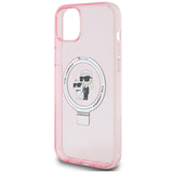 Karl Lagerfeld KLHMP15SHMRSKCP iPhone 15 6.1" pink/pink hardcase Ring Stand Karl&Choupette MagSafe