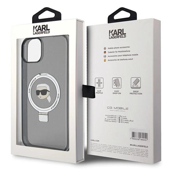 Karl Lagerfeld KLHMP15SHMRSKHK iPhone 15 6.1" black/black hardcase Ring Stand Karl Head MagSafe
