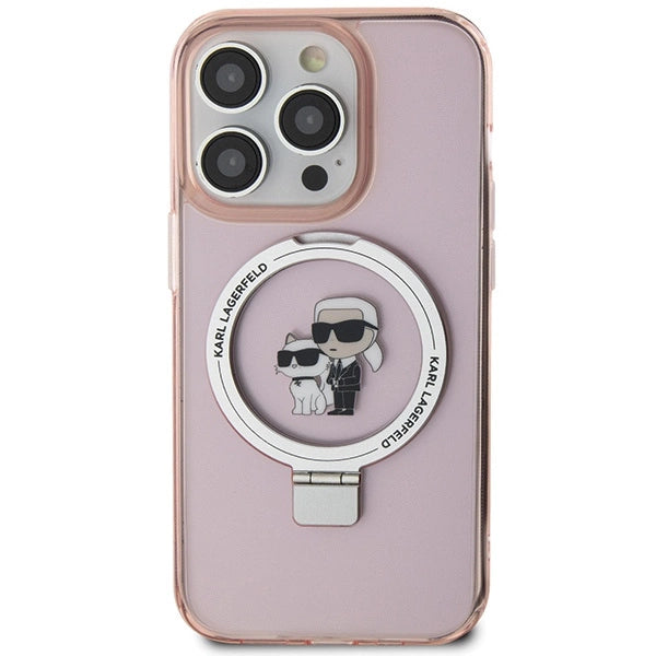 Karl Lagerfeld KLHMP15XHMRSKCP iPhone 15 Pro Max 6.7" pink/pink hardcase Ring Stand Karl&Choupette MagSafe