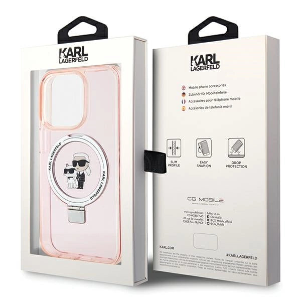 Karl Lagerfeld KLHMP15XHMRSKCP iPhone 15 Pro Max 6.7" pink/pink hardcase Ring Stand Karl&Choupette MagSafe