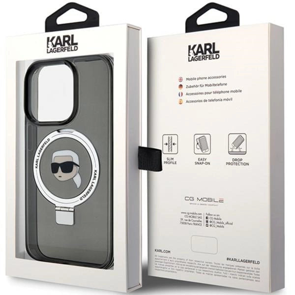 Karl Lagerfeld KLHMP15XHMRSKHK iPhone 15 Pro Max 6.7" black/black hardcase Ring Stand Karl Head MagSafe