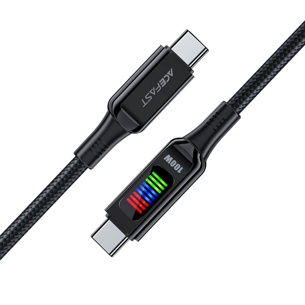 Acefast C7-03 USB-C USB-C 100W 1,2m kabel med skærm - sort
