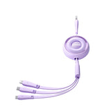 Joyroom Colorful Series S-A40 Kabel Retractable 3in1 USB-A - USB-C / Lightning / Micro USB 1m - Purple
