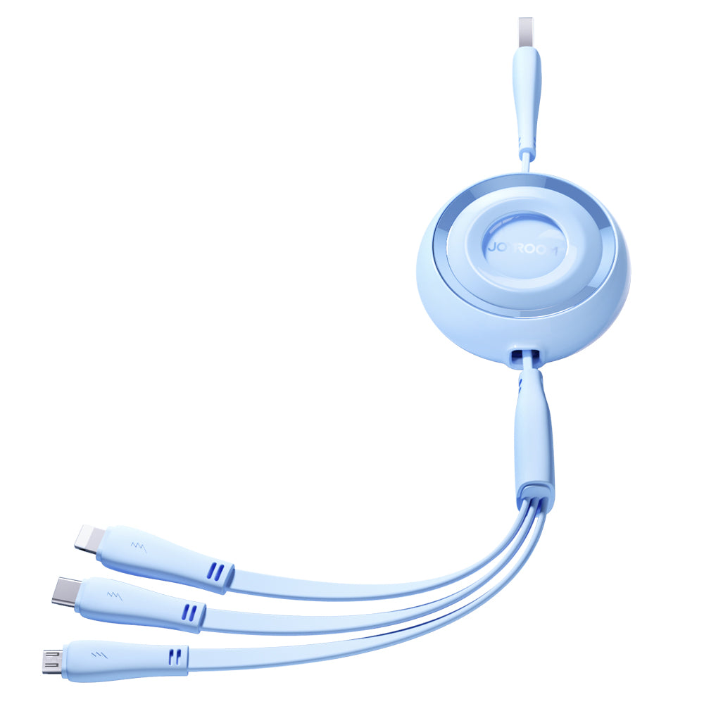 Joyroom Colorful Series S-A40 Kabel tiltrækbar 3in1 USB-A - USB-C / Lightning / Micro USB 1m - Blå
