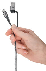 Goodbay 2-i-1 USB-C til USB-C/USB-A ladekabel 2 meter