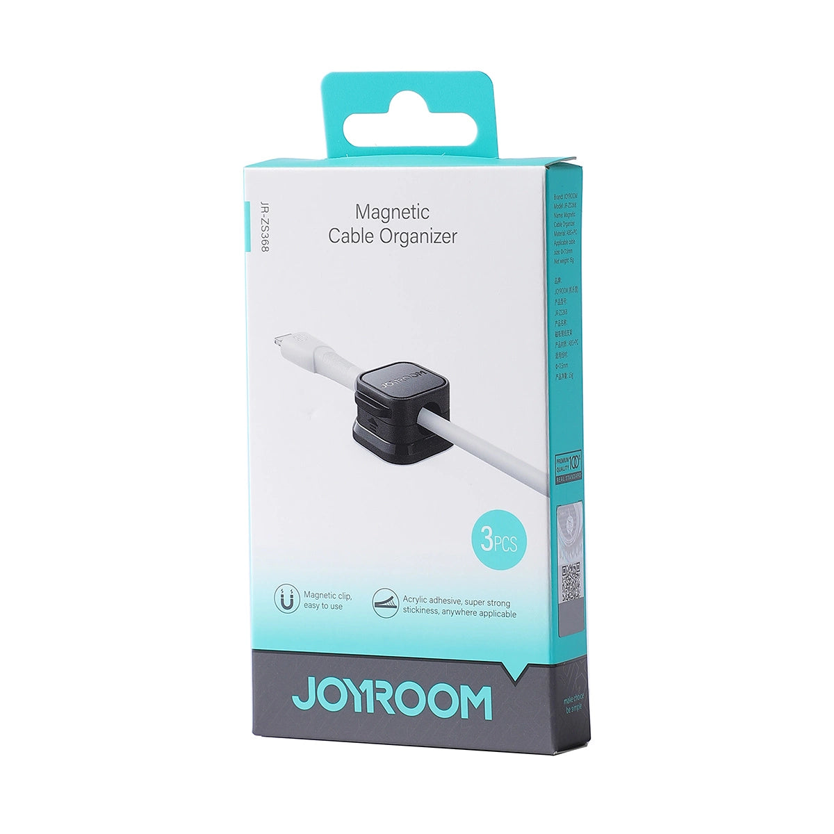 Joyroom JR-ZS368 magnetisk kabelorganisator - sort (3 st.)