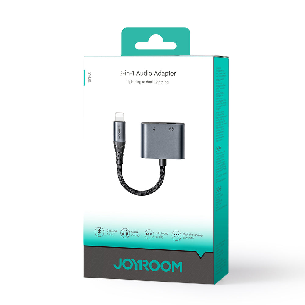 Joyroom SY-L02 Lightning til 2x Lightning DAC adapter 2in1 - sort