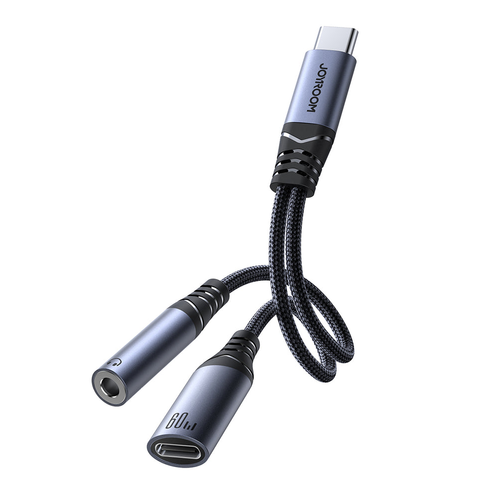Joyroom SY-C02 2in1 DAC adapter USB-C til USB-C / 3,5 mm mini jack - sort