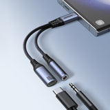 Joyroom SY-C02 2in1 DAC adapter USB-C til USB-C / 3,5 mm mini jack - sort