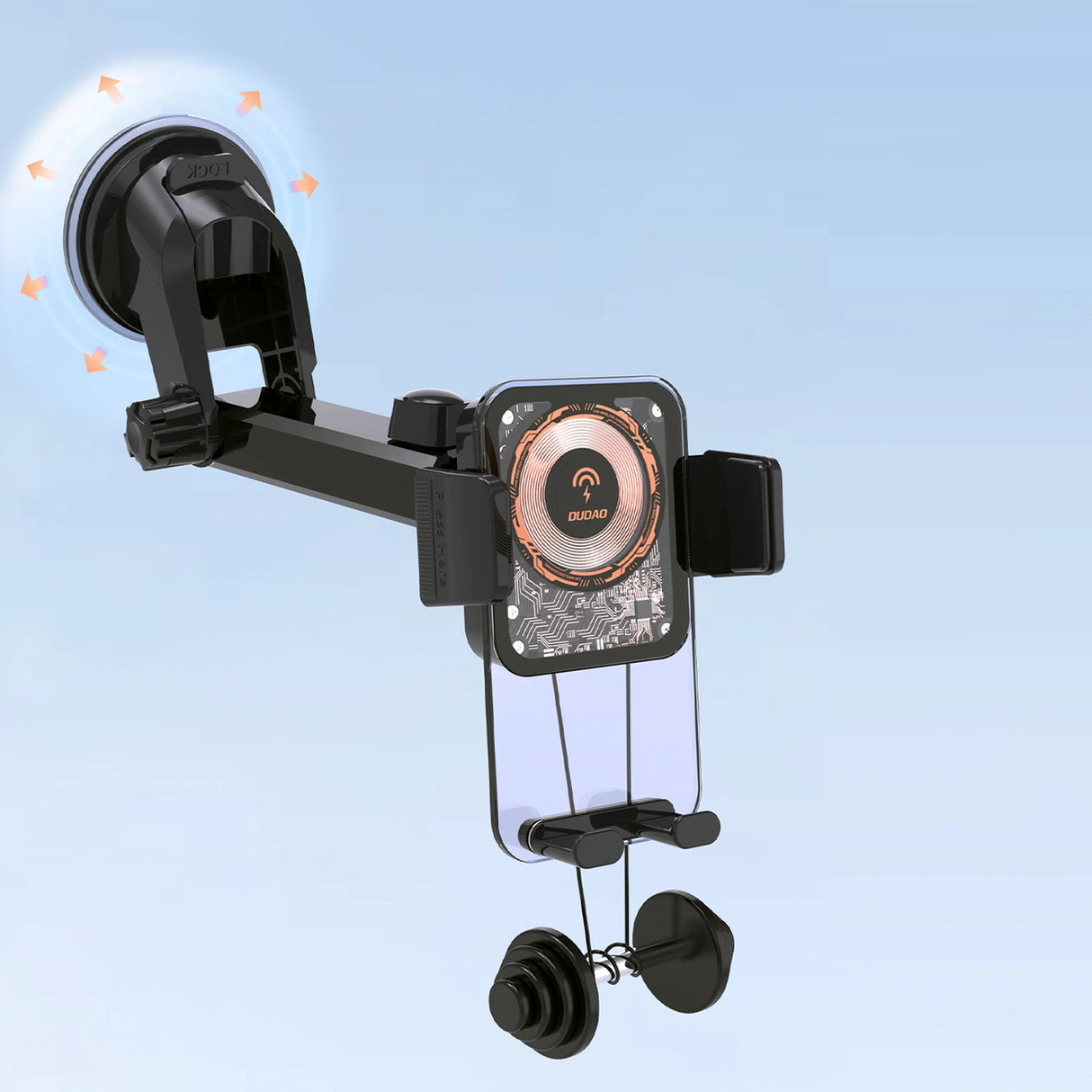 Dudao F19 klemme bilholder med 15W induktiv oplader - sort