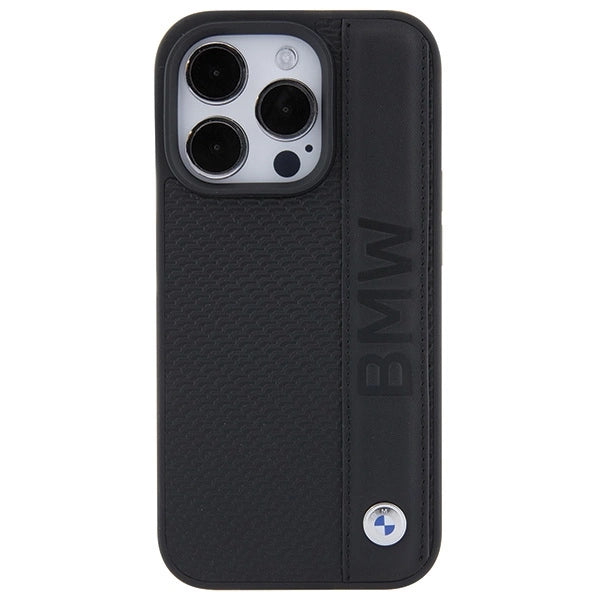 BMW Leather Textured & Stripe case for iPhone 15 Pro - black