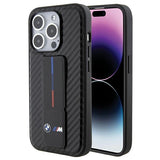 BMW Grip Stand Smooth & Carbon Case til iPhone 15 Pro - sort