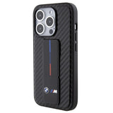 BMW Grip Stand Smooth & Carbon Case til iPhone 15 Pro - sort
