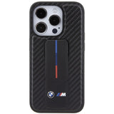 BMW Grip Stand Smooth & Carbon Case til iPhone 15 Pro - sort