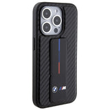 BMW Grip Stand Smooth & Carbon Case til iPhone 15 Pro - sort