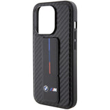 BMW Grip Stand Smooth & Carbon Case til iPhone 15 Pro - sort