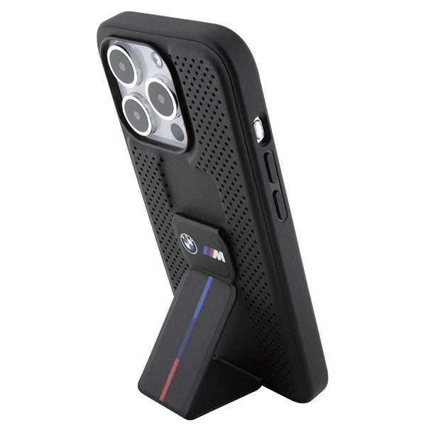 BMW Grip Stand Smooth & Perforeret kuffert til iPhone 15 Pro - sort