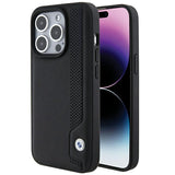 BMW læder Blue Dots iPhone 15 Pro Max Case - sort