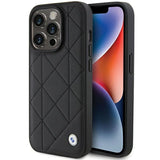 BMW læder Quilted case til iPhone 15 Pro Max - sort