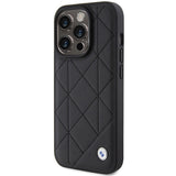 BMW læder Quilted case til iPhone 15 Pro Max - sort