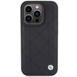 BMW læder Quilted case til iPhone 15 Pro Max - sort
