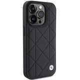 BMW læder Quilted case til iPhone 15 Pro Max - sort