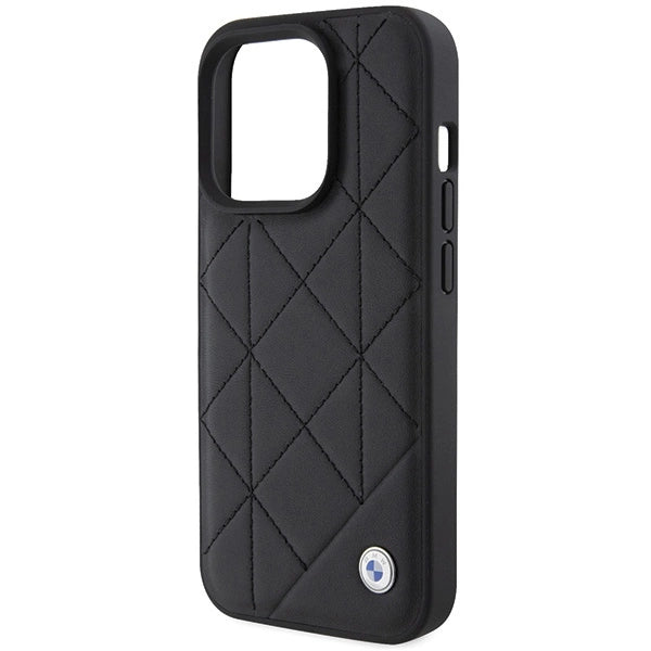 BMW læder Quilted case til iPhone 15 Pro Max - sort
