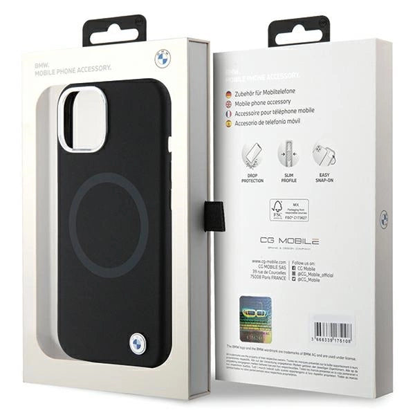 BMW Signature Liquid Silicone MagSafe case for iPhone 15 Plus - black