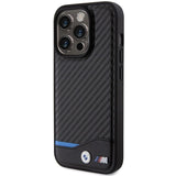 BMW læder Carbon MagSafe iPhone 15 Pro Max Case - sort