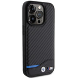 BMW læder Carbon MagSafe iPhone 15 Pro Max Case - sort
