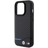 BMW læder Carbon MagSafe iPhone 15 Pro Max Case - sort