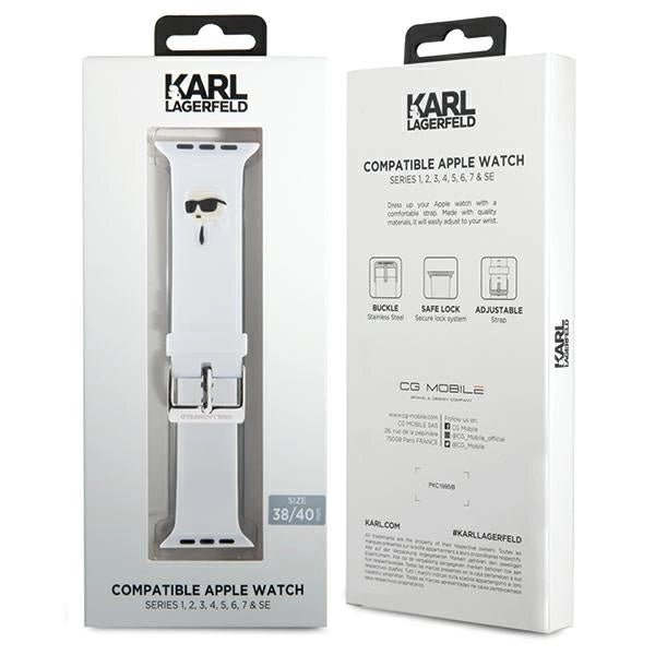 Karl Lagerfeld 3D Rubber Karl Head strap for Apple Watch 38/40/41mm - white