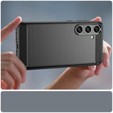 Case for Carbon Case Samsung Galaxy S24+ fleksibelt silikon carbon cover - sort