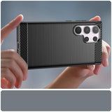 Carbon Case til Samsung Galaxy S24 Ultra Fleksibel Silicone Carbon Cover - sort